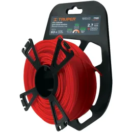 Hilo Redondo para desbrozadora 2.7mm x63M Blister, HLB-105 17610 Truper Truper-Hilo Redondo para desbrozadora 2.7mm x63M Blister