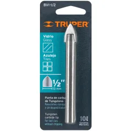 Brocas Ceramica 1/2" - 12.7mm, Punta de Carburo de Tungsteno, BVI-1/2 11705 Truper Truper-Brocas Ceramica 1/2" - 12.7mm, Punta d
