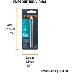 Brocas Ceramica 1/2" - 12.7mm, Punta de Carburo de Tungsteno, BVI-1/2 11705 Truper Truper-Brocas Ceramica 1/2" - 12.7mm, Punta d