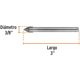 Brocas Ceramica 3/8" - 9.5mm, Punta de Carburo de Tungsteno, BVI-3/8 11704 Truper Truper-Brocas Ceramica 3/8" - 9.5mm, Punta de 