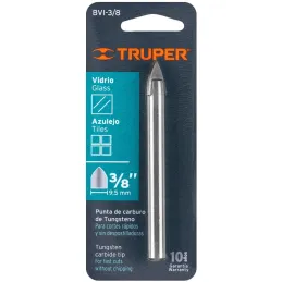 Brocas Ceramica 3/8" - 9.5mm, Punta de Carburo de Tungsteno, BVI-3/8 11704 Truper Truper-Brocas Ceramica 3/8" - 9.5mm, Punta de 