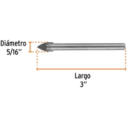 Brocas Ceramica 5/16" - 7.9mm, Punta de Carburo de Tungsteno, BVI-5/16 11703 Truper Truper-Brocas Ceramica 5/16" - 7.9mm, Punta 