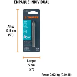 Brocas Ceramica 5/16" - 7.9mm, Punta de Carburo de Tungsteno, BVI-5/16 11703 Truper Truper-Brocas Ceramica 5/16" - 7.9mm, Punta 
