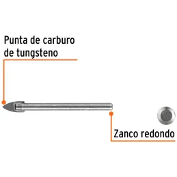 Brocas Ceramica 1/4" - 6.3mm, Punta de Carburo de Tungsteno, BVI-1/4 11702 Truper Truper-Brocas Ceramica 1/4" - 6.3mm, Punta de 