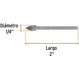Brocas Ceramica 1/4" - 6.3mm, Punta de Carburo de Tungsteno, BVI-1/4 11702 Truper Truper-Brocas Ceramica 1/4" - 6.3mm, Punta de 