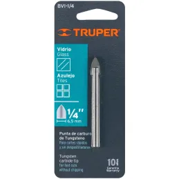 Brocas Ceramica 1/4" - 6.3mm, Punta de Carburo de Tungsteno, BVI-1/4 11702 Truper Truper-Brocas Ceramica 1/4" - 6.3mm, Punta de 
