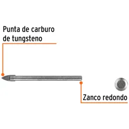 Brocas Ceramica 3/16" - 4.7mm, Punta de Carburo de Tungsteno, BVI-3/16 11701 Truper Truper-Brocas Ceramica 3/16" - 4.7mm, Punta 