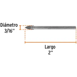 Brocas Ceramica 3/16" - 4.7mm, Punta de Carburo de Tungsteno, BVI-3/16 11701 Truper Truper-Brocas Ceramica 3/16" - 4.7mm, Punta 