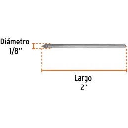 Brocas Ceramica 1/8" - 3.1mm, Punta de Carburo de Tungsteno, BVI-1/8 11700 Truper Truper-Brocas Ceramica 1/8" - 3.1mm, Punta de 