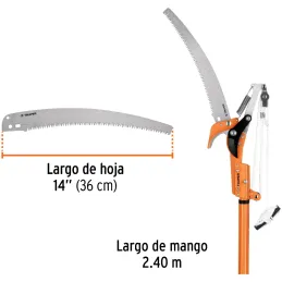 Tijera con mango Telescopico de Aluminio 240cm, Cuchilla 1-1/4 Cortador Ramas Altas Truper 18409 Truper-Tijera con mango Telesco