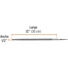 Limas Redonda Bastardas 12", Espesor 1/2", Sin Mango, para orificios o curvas, LRB-12 15193 Truper Truper-Limas Redonda Bastarda