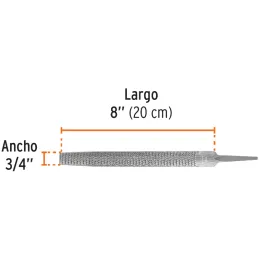 Limas Escofinas Media Caña Bastardas 8" Ancho 13/16" Espesor 1/4", Sin Mango, Para desbastar madera, LES-8 15205 Truper Truper-L
