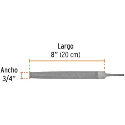 Limas Media Caña Bastardas 8", Ancho 3/4" Espesor 1/4", Sin Mango, para desbaste, LMCB-8 15171 Truper Truper-Limas Media Caña Ba