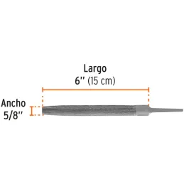 Limas Media Caña Bastardas 6", Ancho 5/8" Espesor 3/16", Sin Mango, para desbaste, LMCB-6 15169 Truper Truper-Limas Media Caña B