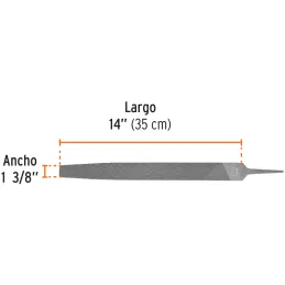 Limas Plana Bastardas 14", Ancho 1 3/8" Espesor 5/16", Sin Mango, para acabados de metales, LPB-14 15148 Truper Truper-Limas Pla