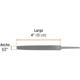 Limas Plana Bastardas 4", Ancho 1/2" Espesor 1/8", Sin Mango, para acabados de metales, LPB-4 15138 Truper Truper-Lima Plana Bas