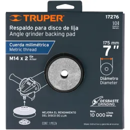 Respaldo para Disco de Lijas 7" Rosca mm Cuerda M14x2 Truper 17276 Truper-Respaldo para Disco de Lijas 7" Rosca mm Cuerda M14x2 