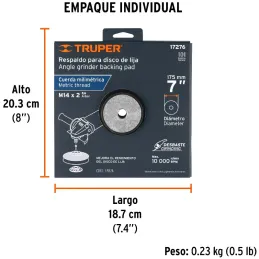 Respaldo para Disco de Lijas 7" Rosca mm Cuerda M14x2 Truper 17276 Truper-Respaldo para Disco de Lijas 7" Rosca mm Cuerda M14x2 