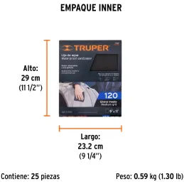 Lijas de Agua G120 x25u 230x280mm CarburoSilicio Truper 11620 Truper-Lijas de Agua G120 x25u 230x280mm CarburoSilicio Truper 116