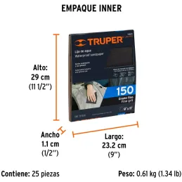 Lijas de Agua G150 x25u 230x280mm CarburoSilicio Truper 11621 Truper-Lijas de Agua G150 x25u 230x280mm CarburoSilicio Truper 116