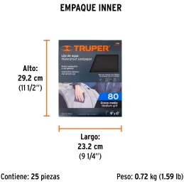 Lijas de Agua G80 x25u 230x280mm CarburoSilicio Truper 11618 Truper-Lijas de Agua G80 x25u 230x280mm CarburoSilicio Truper 11618
