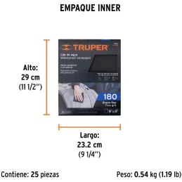 Lijas de Agua G180 x25u 230x280mm CarburoSilicio Truper 11622 Truper-Lijas de Agua G180 x25u 230x280mm CarburoSilicio Truper 116