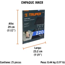 Lijas de Agua G220 x25u 230x280mm CarburoSilicio Truper 11623 Truper-Lijas de Agua G220 x25u 230x280mm CarburoSilicio Truper 116