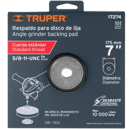 Respaldo para Disco de Lijas 7" Rosca STD Cuerda 5/8-11-NC Truper 17274 Truper-Respaldo para Disco de Lijas 7" Rosca STD Cuerda 