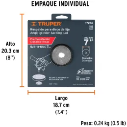 Respaldo para Disco de Lijas 7" Rosca STD Cuerda 5/8-11-NC Truper 17274 Truper-Respaldo para Disco de Lijas 7" Rosca STD Cuerda 