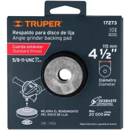 Respaldo para Disco de Lijas 4-1/2" Rosca STD Cuerda 5/8-11-NC, RES-DILI-4-1/2P 17273 Truper Truper-Respaldo para Disco de Lijas