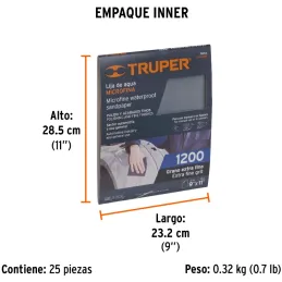Lijas de Agua G1200 x25u 230x280mm CarburoSilicio Truper 11634 Truper-Lijas de Agua G1200 x25u 230x280mm CarburoSilicio Truper 1