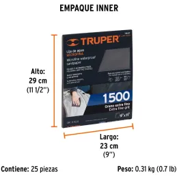 Lijas de Agua G1500 x25u 230x280mm CarburoSilicio Truper 11647 Truper-Lijas de Agua G1500 x25u 230x280mm CarburoSilicio Truper 1