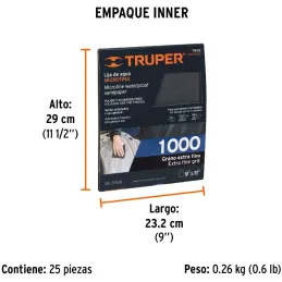 Lijas de Agua G1000 x25u 230x280mm CarburoSilicio Truper 11632 Truper-Lijas de Agua G1000 x25u 230x280mm CarburoSilicio Truper 1
