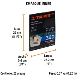 Lijas de Agua G320 x25u 230x280mm CarburoSilicio Truper 11626 Truper-Lijas de Agua G320 x25u 230x280mm CarburoSilicio Truper 116