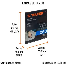 Lijas de Agua G280 x25u 230x280mm CarburoSilicio Truper 11625 Truper-Lijas de Agua G280 x25u 230x280mm CarburoSilicio Truper 116