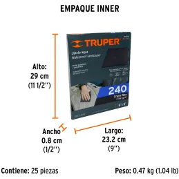 Lijas de Agua G240 x25u 230x280mm CarburoSilicio Truper 11624 Truper-Lijas de Agua G240 x25u 230x280mm CarburoSilicio Truper 116