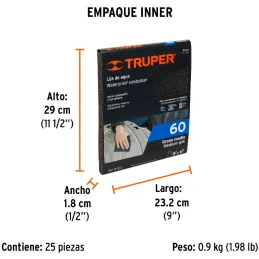 Lijas de Agua G60 x25u 230x280mm CarburoSilicio Truper 11646 Truper-Lijas de Agua G60 x25u 230x280mm CarburoSilicio Truper 11646