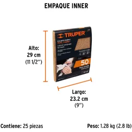 Lijas para Madera G50 x25u 230x280mm OAluminio Truper 11608 Truper-Lijas para Madera G50 x25u 230x280mm OAluminio Truper 11608 P