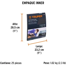 Lijas para Metal G120 x25u 230x280mm Oaluminio Truper 11603 Truper-Lijas para Metal G120 x25u 230x280mm Oaluminio Truper 11603 P