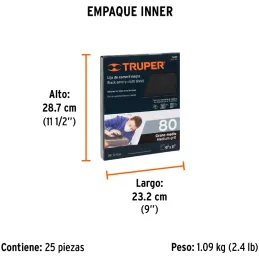 Lijas para Metal G80 x25u 230x280mm Oaluminio Truper 11602 Truper-Lijas para Metal G80 x25u 230x280mm Oaluminio Truper 11602 Par