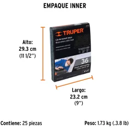 Lijas para Metal G36 x25u 230x280mm Oaluminio Truper 11600 Truper-Lijas para Metal G36 x25u 230x280mm Oaluminio Truper 11600 Par