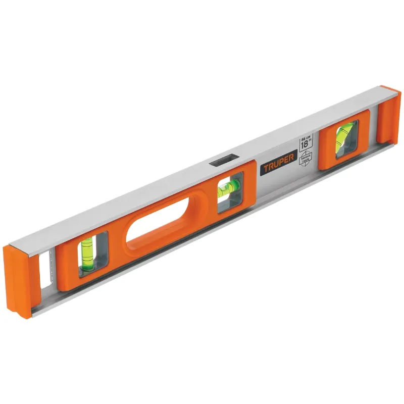 Nivel Profesional 18", Cuerpo de aluminio tipo vigueta, Proteccion ABS, Gotas Intercambiables, NP-18 17034 Truper Truper-Nivel P