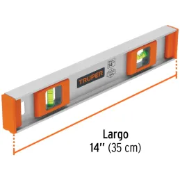Nivel Profesional 14", Cuerpo de aluminio tipo vigueta, Proteccion ABS, Gotas Intercambiables, NP-14 17032 Truper Truper-Nivel P