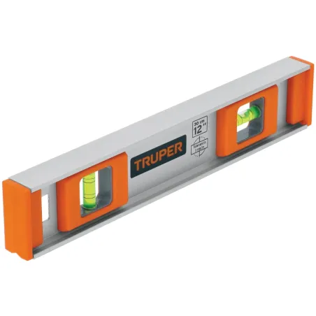 Nivel Profesional 12", Cuerpo de aluminio tipo vigueta, Proteccion ABS, Gotas Intercambiables, NP-12 17030 Truper Truper-Nivel P