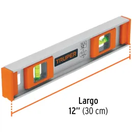 Nivel Profesional 12", Cuerpo de aluminio tipo vigueta, Proteccion ABS, Gotas Intercambiables, NP-12 17030 Truper Truper-Nivel P