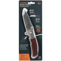 Navaja Abatible Dentada con Seguro 5", en acero inoxidable incluye estuche, NV-5 17023 Truper Truper-Navaja Abatible Dentada con