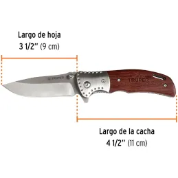 Navaja Abatible con Seguro 4", en acero inoxidable incluye estuche, NV-4 16981 Truper Truper-Navaja Abatible con Seguro 4", en a