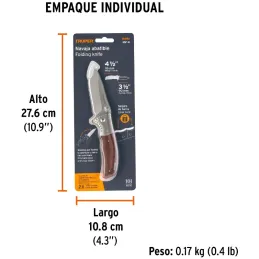 Navaja Abatible con Seguro 4", en acero inoxidable incluye estuche, NV-4 16981 Truper Truper-Navaja Abatible con Seguro 4", en a