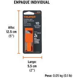 Cuchillas de Repuesto 19mm 10u SK4 Navaja Cutters 17027 16950 22400 100850 101101 Truper 16956 Truper-Cuchillas de Repuesto 19mm