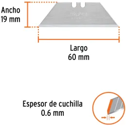 Cuchillas de Repuesto 19mm 5u SK4 Navaja Cutters 17027 16950 22400 100850 101101 Truper 16953 Truper-Cuchillas de Repuesto 19mm 